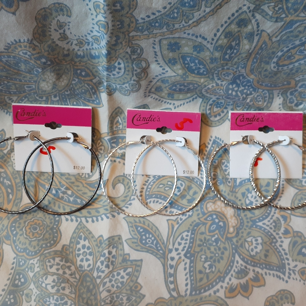3 pairs of hoop earrings